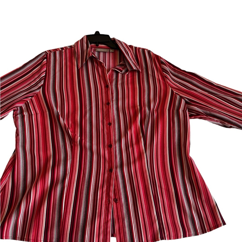 CROFT & BARROW WOMANS STRETCH BUTTOM UP STRIPPED BLOUSE SZ 1X